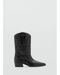 MANGO TEEN - Cowboy Leather Boots With Embroidered Details - Lyst