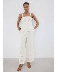 Mango - Embroidered Broderie Anglaise Top - Lyst
