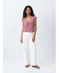 MANGO TEEN - V-Neck Top With Frill Detail - Lyst
