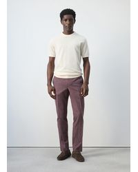 Mango - Slim-Fit-Hose Aus Leinen-Baumwoll-Mischung Mit Streifen - Lyst