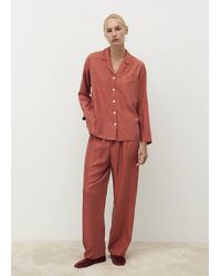 Mango - Silk Long Shirt Burnt - Lyst