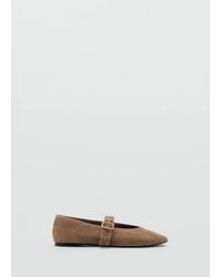 Mango - Ballerines Suède Boucle Sable - Lyst