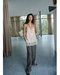 Mango - Straight-Fit Linen-Blend Suit Trousers - Lyst
