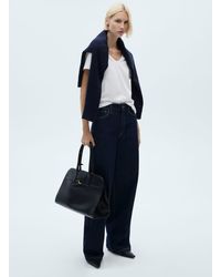 Mango - T-Shirt Coton Col En V Blanc - Lyst