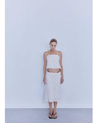 Mango - Check Linen-Blend Top - Lyst