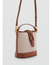 Mango - Contrasting Canvas Bucket Bag - Lyst