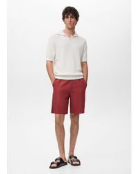 Mango - Linen-Blend Shorts With An Elastic Waistband - Lyst