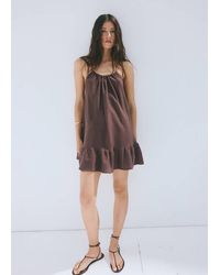 Mango - Gathered Neck Jersey Dress - Lyst
