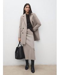Mango - Double-Breasted Wool Blend Coat - Lyst