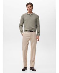Mango - Pull-Over Polo Maille Laine Mélangée Vert Pastel - Lyst