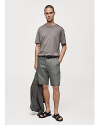 Mango - Slim Fit 100% Linen Bermuda Shorts - Lyst