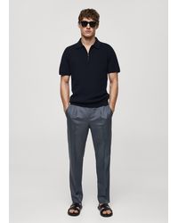 Mango - Cotton-knit Polo Shirt With Zip Dark - Lyst
