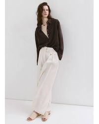 Mango - Leather Block-Heel Sandals - Lyst