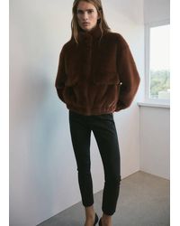 Mango - Faux-Fur Jacket With Pockets - Lyst