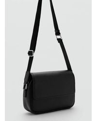 Mango - Borsa Manico Pelle Nero - Lyst