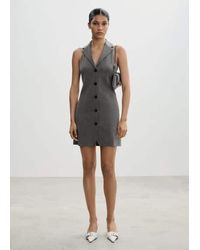 Mango - Short Dress With Lapel Medium Heather - Lyst