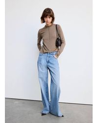 Mango - Fine-Knit Cardigan With Metal Buttons - Lyst