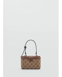Mango - Jacquard Wash Bag With Logo And Crossbody Strap - Lyst