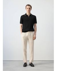 Mango - Fine-Knit Polo Shirt With Zip - Lyst