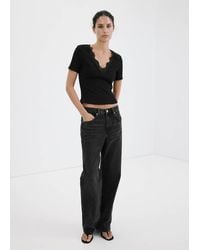 Mango - Lace Trim Top - Lyst