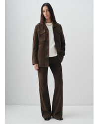 Mango - Jacke Aus 100% Veloursleder Mit Taschen - Lyst