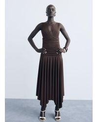 Mango - Long Dress With Contrasting Design - Lyst