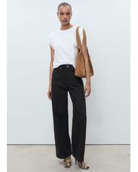 Mango - Short-Sleeved T-Shirt With Shoulder Pads - Lyst