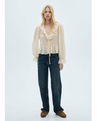 Mango - Ruffled Blouse With Bow Closure - Lyst
