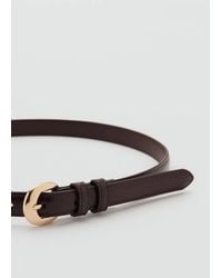 Mango - Buckle Skinny Belt Chocolate - Lyst