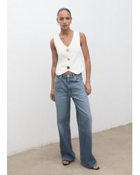 Mango - Knitted Waistcoat With Jewel Buttons - Lyst