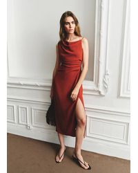 Mango - Asymmetric Side Ruched Dress - Lyst