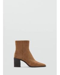 Mango - Leather Ankle Boots With Block Heel - Lyst