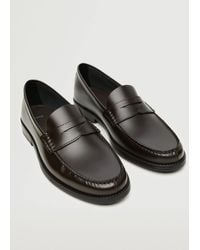 Mango Leather Penny Loafers Brown