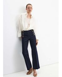 Mango - Wide-Leg Jeans With Side Buttons - Lyst