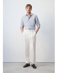 Mango - Lyocell-Linen Blend Slim Fit Suit Trousers - Lyst
