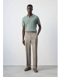 Mango - 100% Cotton Braided Texture Polo Shirt - Lyst