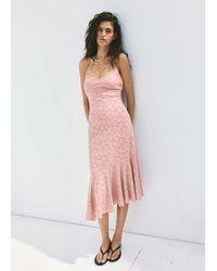 Mango - Broderie Anglaise Dress With Asymmetric Frill - Lyst