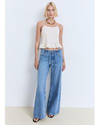 Mango - Haut Brodé En Dentelle Rapportée Blanc Cassé - Lyst