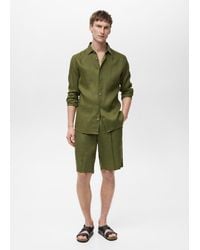 Mango - 100% Linen Bermuda Shorts With Pleats - Lyst