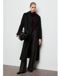 Mango - Manteau Laine Fait À La Main Ceinture Noir - Lyst