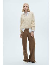 Mango - Pull-Over Torsades Col V Écru - Lyst