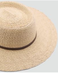 Mango - Natural Fibre Hat With Contrasting Ribbon - Lyst