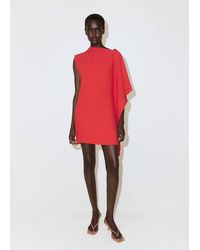 Mango - Dress With Asymmetrical Neck And Metallic Detail - Lyst