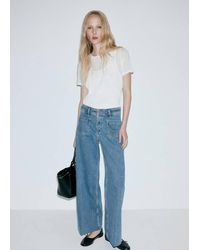 Mango - Wide-Leg Patch Pocket Jeans - Lyst