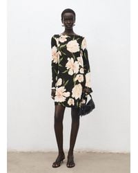 Mango - Floral-Print Dress With Bell Sleeves - Lyst