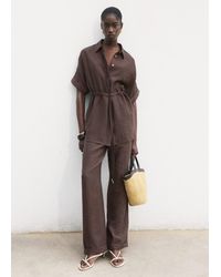 Mango - Lyocell Shirt With Adjustable Waist - Lyst