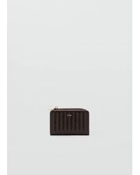 Mango - Small Braided Wallet Chocolate - Lyst