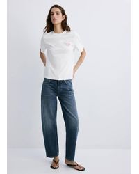 Mango - Printed Cotton-Blend T-Shirt - Lyst