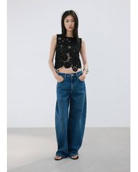 Mango - Embroidered Top With Openwork Details - Lyst