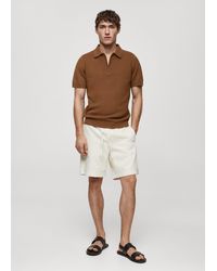 Mango - Cotton-knit Polo Shirt With Zip - Lyst